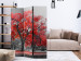 Room Separator Autumn in the Park - black and white landscape with distinct red leaves 122961 additionalThumb 4
