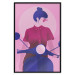 Poster Woman on Scooter - woman on a motorcycle in pastel pink color 123361 additionalThumb 16