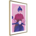 Poster Woman on Scooter - woman on a motorcycle in pastel pink color 123361 additionalThumb 6