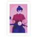 Poster Woman on Scooter - woman on a motorcycle in pastel pink color 123361 additionalThumb 15