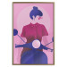 Poster Woman on Scooter - woman on a motorcycle in pastel pink color 123361 additionalThumb 19