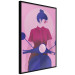 Poster Woman on Scooter - woman on a motorcycle in pastel pink color 123361 additionalThumb 10