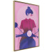Poster Woman on Scooter - woman on a motorcycle in pastel pink color 123361 additionalThumb 12