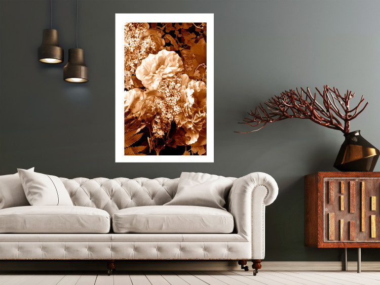 Wall Poster End of August - plant flowers and leaves in autumn sepia tone 123861 additionalImage 2