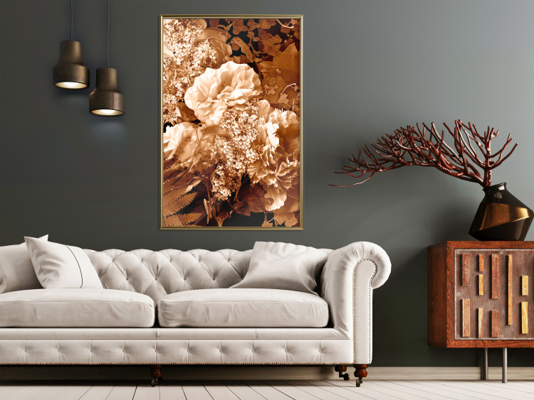 Wall Poster End of August - plant flowers and leaves in autumn sepia tone 123861 additionalImage 5