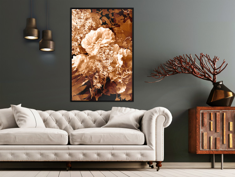 Wall Poster End of August - plant flowers and leaves in autumn sepia tone 123861 additionalImage 3