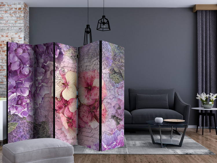 Room Divider Memory II (5-piece) - colorful flowers and inscriptions in the background 124061 additionalImage 4