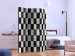 Room Divider Screen Checkerboard (3-piece) - black and white geometric pattern on marble 124161 additionalThumb 2
