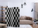 Room Divider Screen Checkerboard (3-piece) - black and white geometric pattern on marble 124161 additionalThumb 4