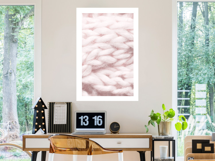 Wall Poster Pastel Warmth - texture of pink woolen braid 124461 additionalImage 2