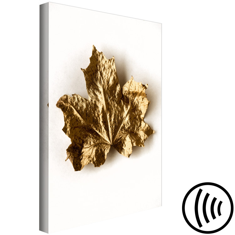 Canvas Print Dry maple leaf - minimalistic plant motif on a beige background 124961 additionalImage 6