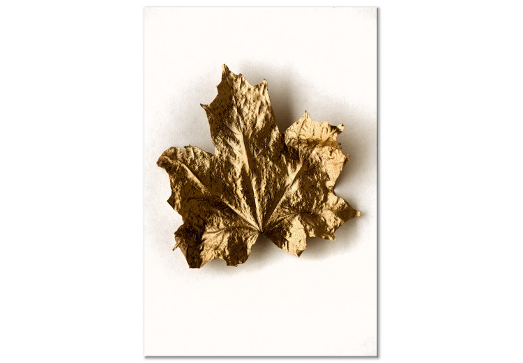 Canvas Print Dry maple leaf - minimalistic plant motif on a beige background 124961
