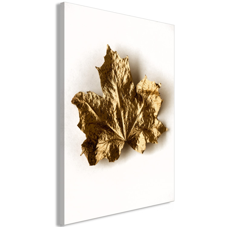 Canvas Print Dry maple leaf - minimalistic plant motif on a beige background 124961 additionalImage 2