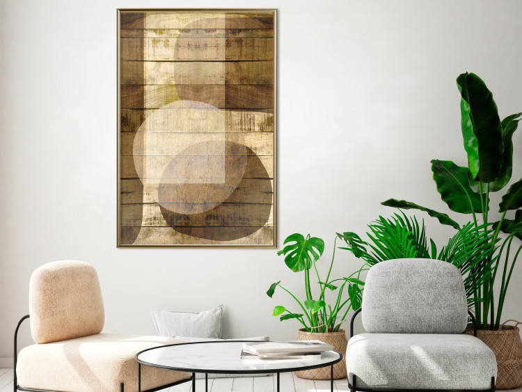 Poster Golden Chocolate - abstraction made of brown wooden planks 125261 additionalImage 5