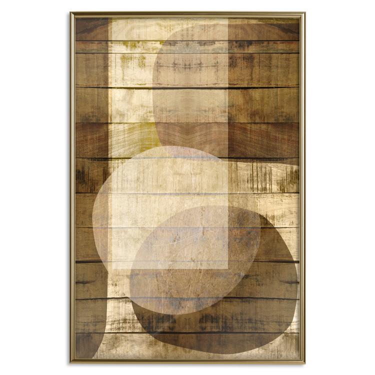 Poster Golden Chocolate - abstraction made of brown wooden planks 125261 additionalImage 20