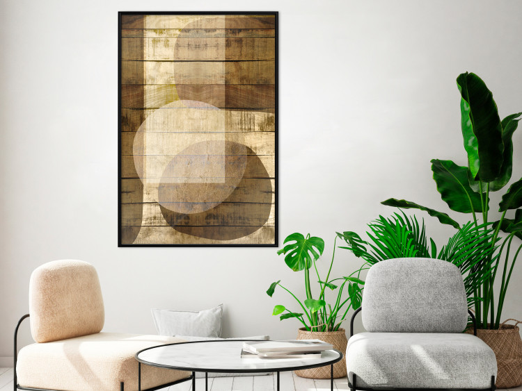 Poster Golden Chocolate - abstraction made of brown wooden planks 125261 additionalImage 3