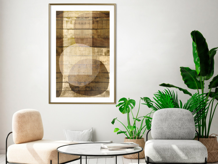 Poster Golden Chocolate - abstraction made of brown wooden planks 125261 additionalImage 13