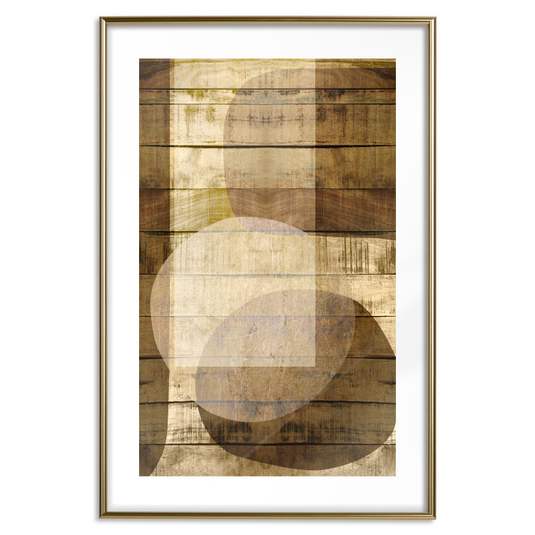Poster Golden Chocolate - abstraction made of brown wooden planks 125261 additionalImage 16