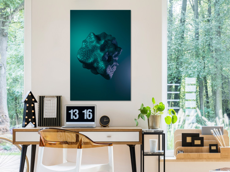 Canvas Print Cosmic stone - a futuristic abstraction on a dark green background 125661 additionalImage 3