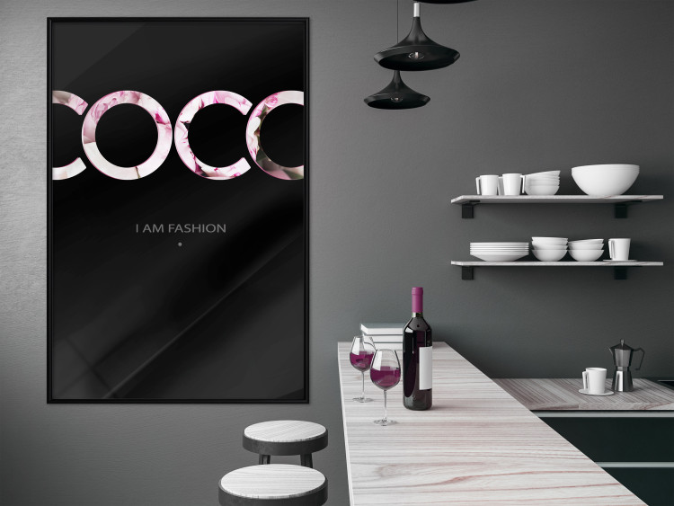 Wall Poster I Am Fashion - pink English text on a contrasting black background 125761 additionalImage 5