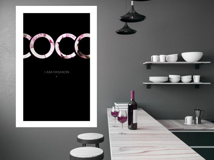 Wall Poster I Am Fashion - pink English text on a contrasting black background 125761 additionalImage 4