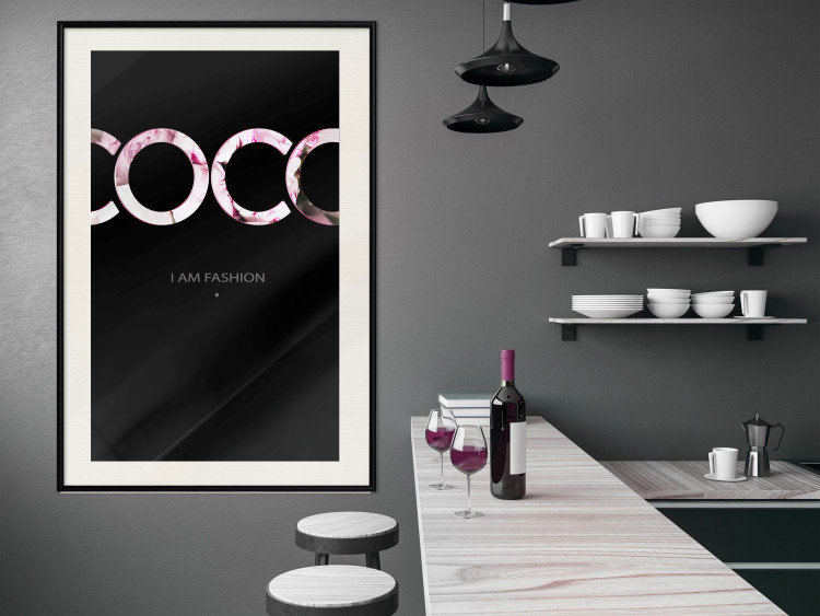 Wall Poster I Am Fashion - pink English text on a contrasting black background 125761 additionalImage 22