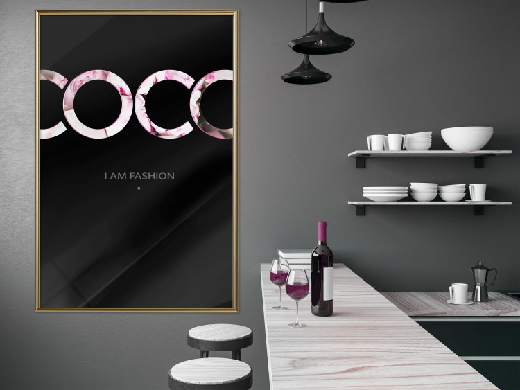 Wall Poster I Am Fashion - pink English text on a contrasting black background 125761 additionalImage 7