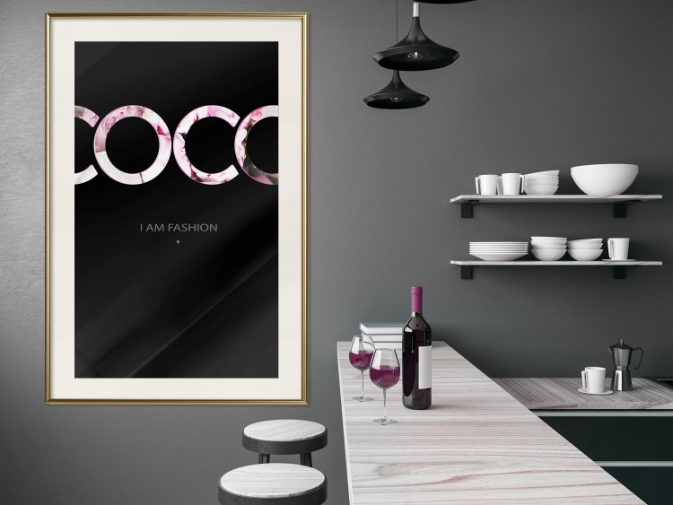 Wall Poster I Am Fashion - pink English text on a contrasting black background 125761 additionalImage 21