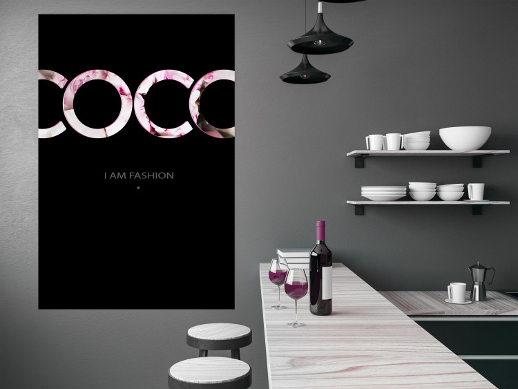 Wall Poster I Am Fashion - pink English text on a contrasting black background 125761 additionalImage 23