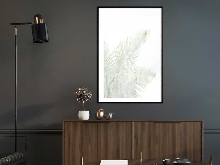 Wall Poster Velvet Green - green palm leaf on a contrasting white background 126861 additionalImage 23