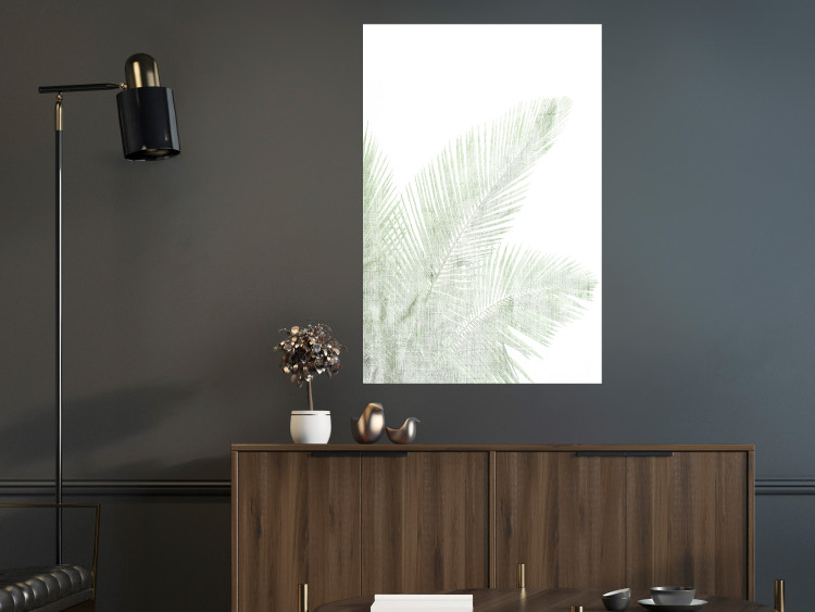 Wall Poster Velvet Green - green palm leaf on a contrasting white background 126861 additionalImage 2