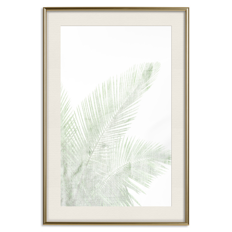 Wall Poster Velvet Green - green palm leaf on a contrasting white background 126861 additionalImage 20