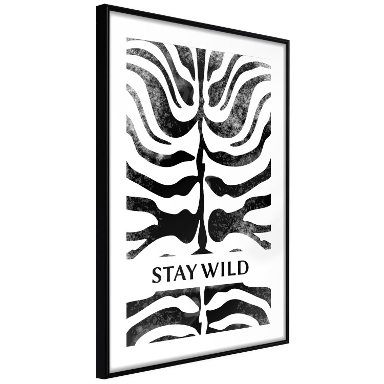 Wall Poster Stay Wild - English inscriptions on a black-and-white zebra background 127061 additionalImage 8