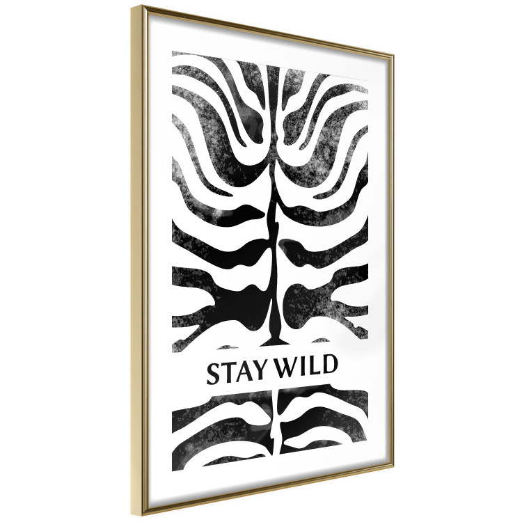 Wall Poster Stay Wild - English inscriptions on a black-and-white zebra background 127061 additionalImage 9