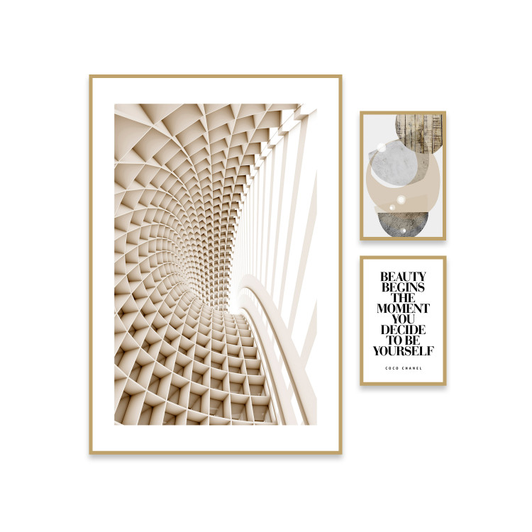 Set of wall art Beige abstraction 127161 additionalImage 1