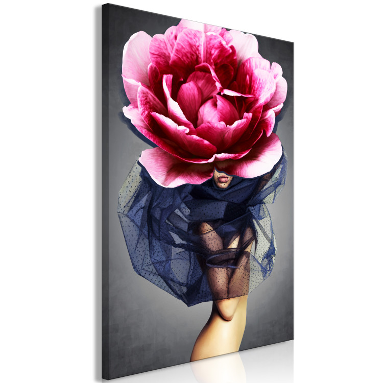 Canvas Print Flower Woman (1-part) vertical - eclectic abstraction with a peony 127261 additionalImage 2