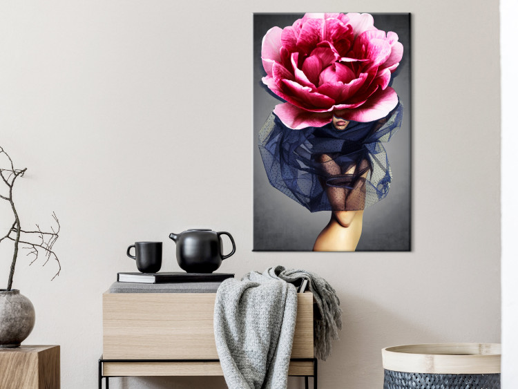 Canvas Print Flower Woman (1-part) vertical - eclectic abstraction with a peony 127261 additionalImage 3