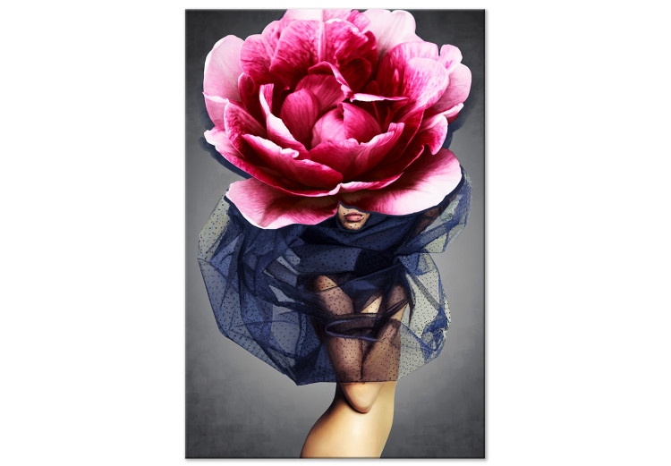 Canvas Print Flower Woman (1-part) vertical - eclectic abstraction with a peony 127261