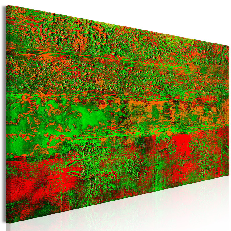 Canvas Dance of green and red - artistic abstraction with vivid colours 127461 additionalImage 2
