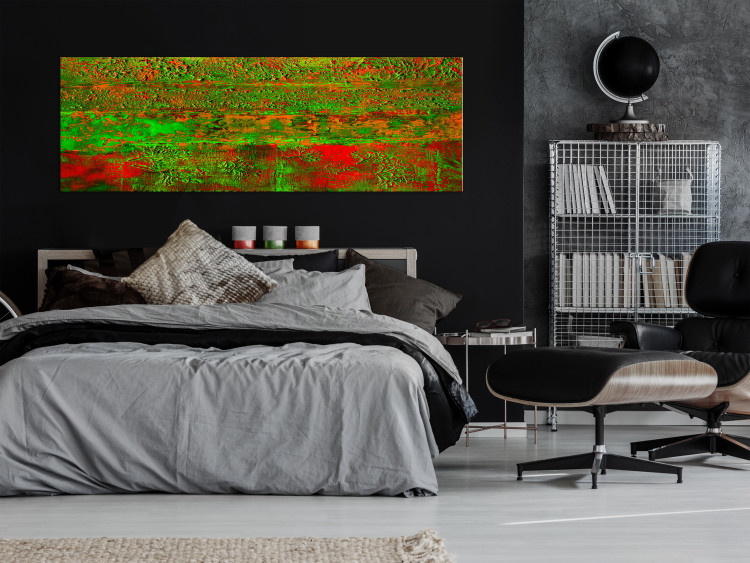 Canvas Dance of green and red - artistic abstraction with vivid colours 127461 additionalImage 3