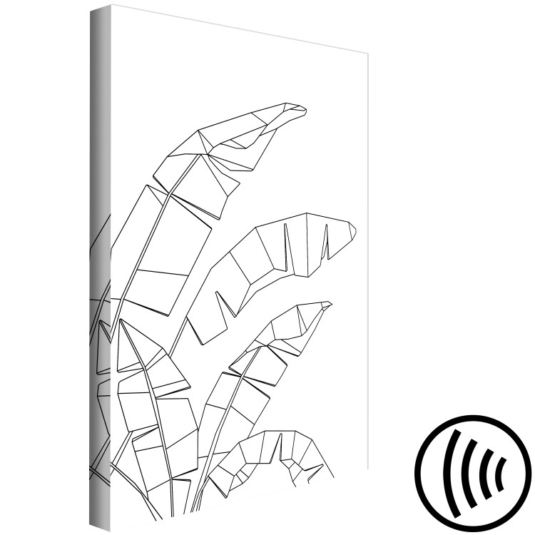 Canvas Print Black banana leaves contours - white, minimalistic abstraction 128061 additionalImage 6