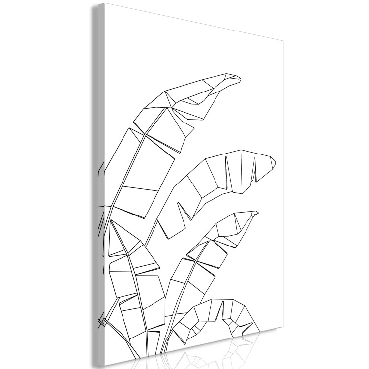 Canvas Print Black banana leaves contours - white, minimalistic abstraction 128061 additionalImage 2