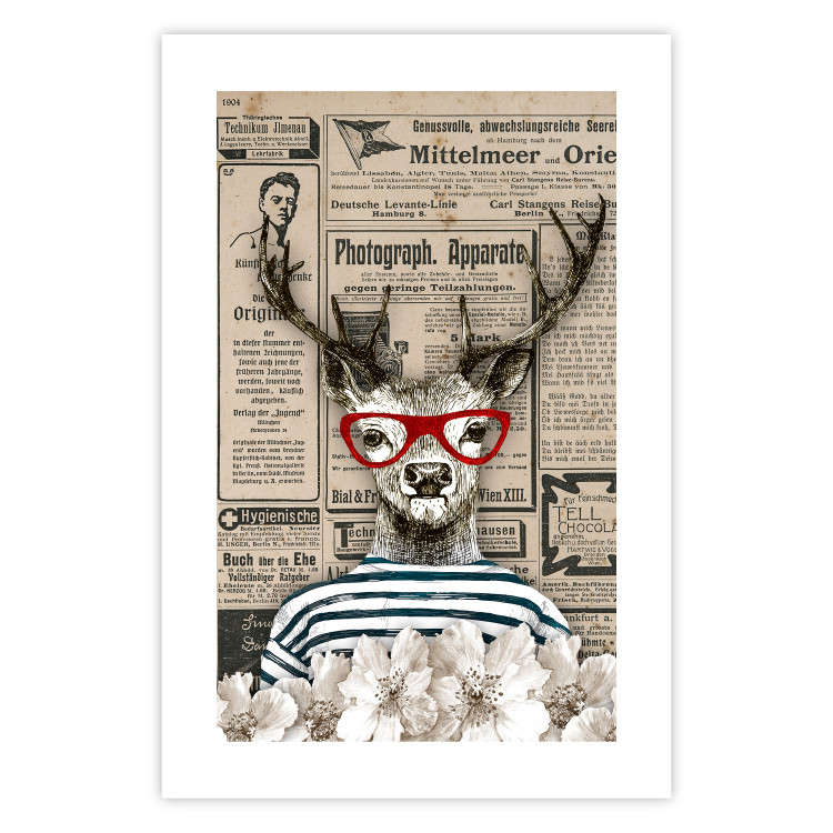 Poster Sailor Deer - humorous retro-style abstraction with text in the background 129161 additionalImage 25
