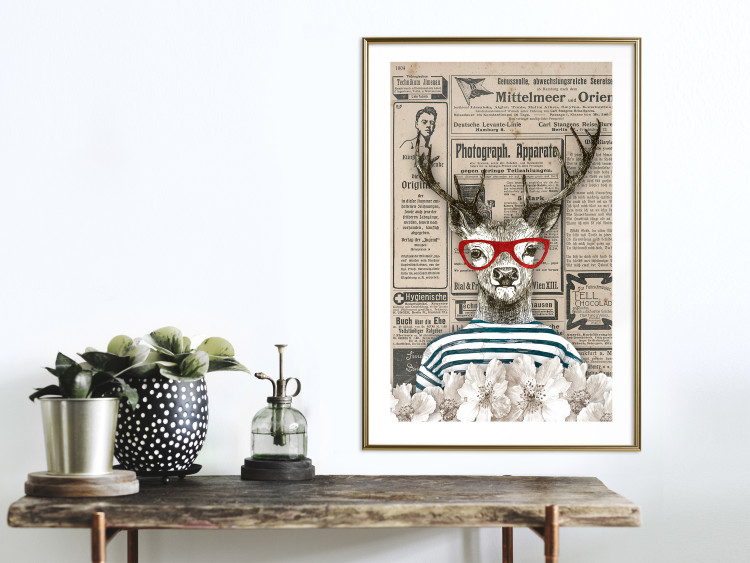 Poster Sailor Deer - humorous retro-style abstraction with text in the background 129161 additionalImage 13