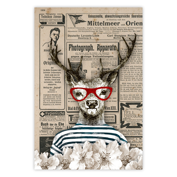Poster Sailor Deer - humorous retro-style abstraction with text in the background 129161