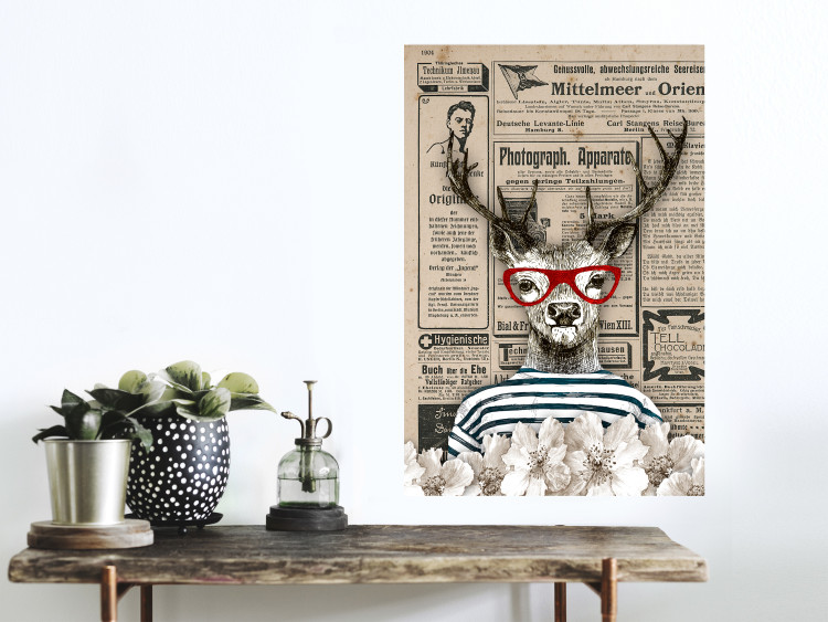 Poster Sailor Deer - humorous retro-style abstraction with text in the background 129161 additionalImage 4