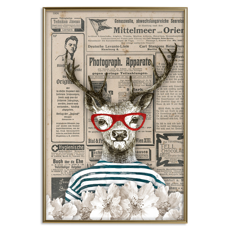 Poster Sailor Deer - humorous retro-style abstraction with text in the background 129161 additionalImage 21