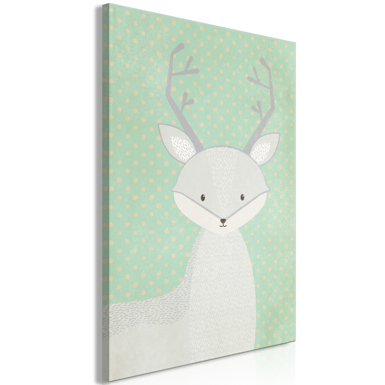 Canvas Young Fawn (1-part) vertical - pastel deer on a dotted background 129561 additionalImage 2