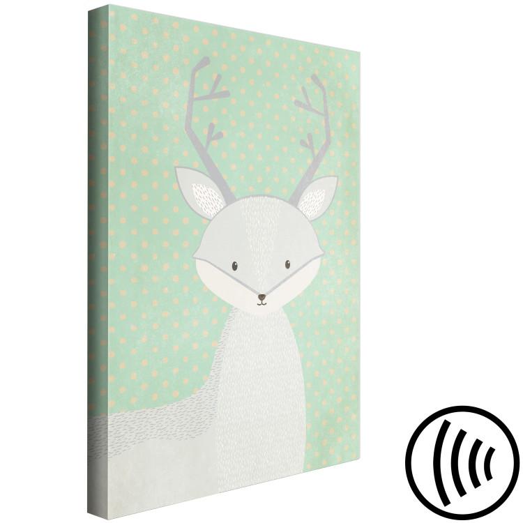 Canvas Young Fawn (1-part) vertical - pastel deer on a dotted background 129561 additionalImage 6
