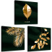 Canvas Noble Vegetation (3-piece) - luxurious gold-covered leaves 129761 additionalThumb 2